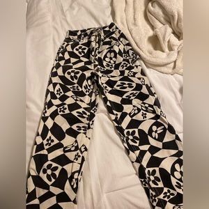 wide leg black and white PACSUN pants